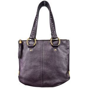 Elliott Lucca Brown Sheen‎ 100% Leather Tote Shoulder Bag